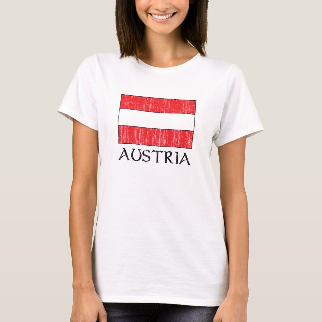 Rétro T-shirt de drapeau de l'Autriche (Devant)