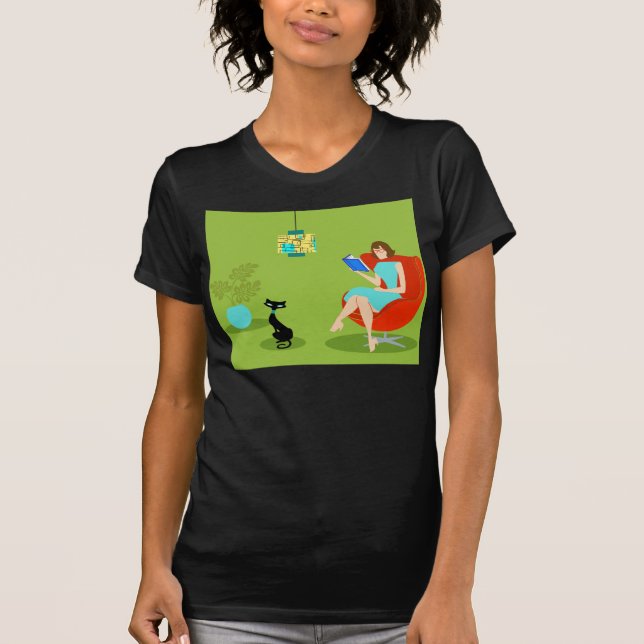 Rétro T-shirt de femme de lecture (Devant)