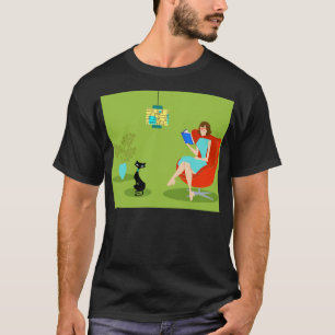 Rétro T-shirt de femme de lecture