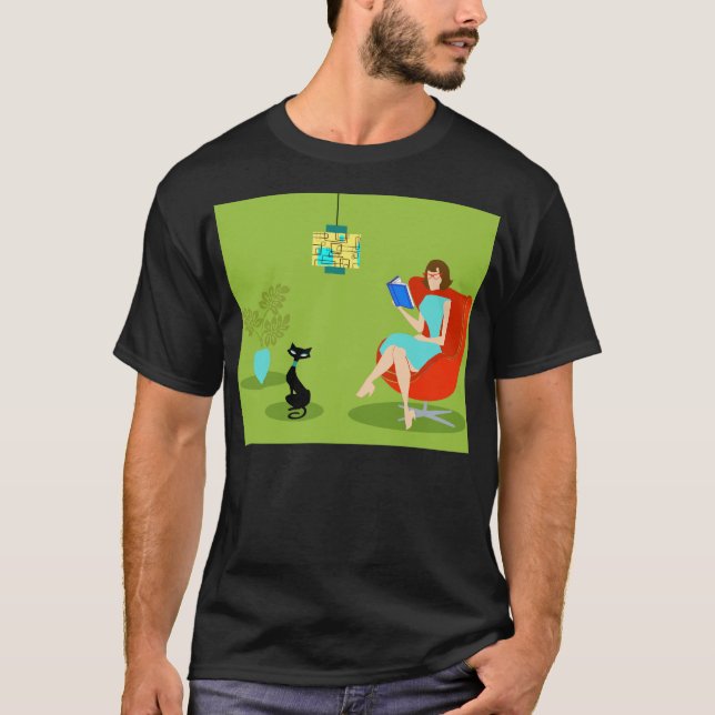 Rétro T-shirt de femme de lecture (Devant)