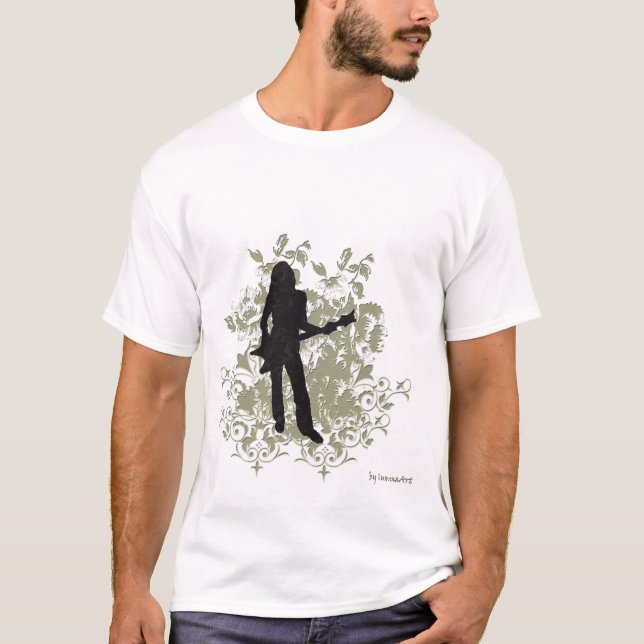 Rétro T-shirt de fille de roche (Devant)
