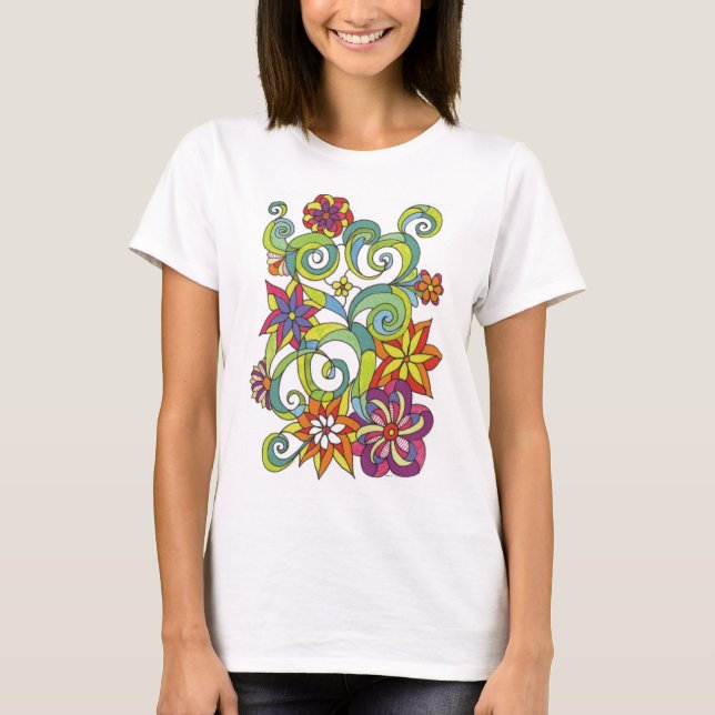 Rétro T-shirt de fleurs (Devant)