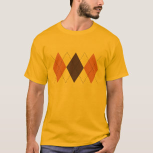 Rétro T-shirt de Jacquard de brun et d'orange