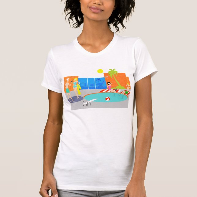 Rétro T-shirt de réception au bord de la piscine (Devant)