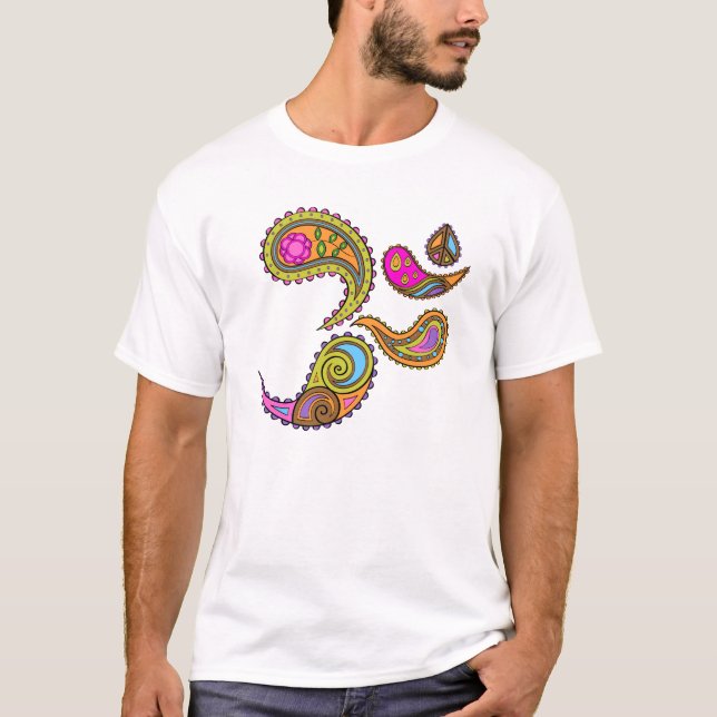 Rétro T-shirt de yoga de Paisley OM (Devant)