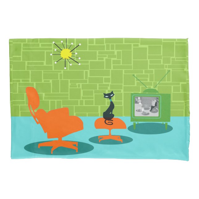 Rétro taie d'oreiller de Kitty d'âge d'espace (devant)