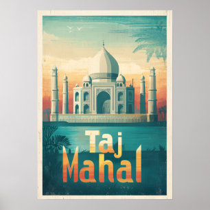 Retro Taj Mahal India Affiche de voyage