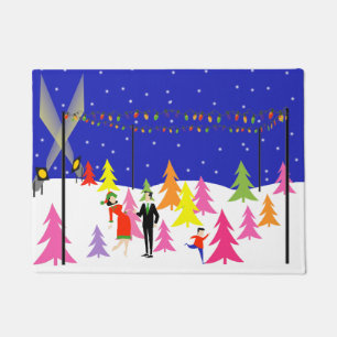 Rétro tapis de porte de ferme d'arbre de Noël