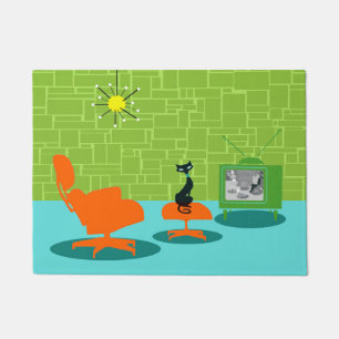 Rétro tapis de porte de Kitty d'âge d'espace