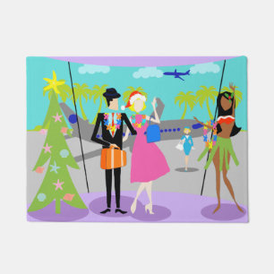 Rétro tapis de porte hawaïen de Noël