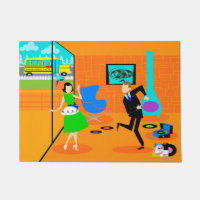 Rétro tapis de porte heureux de parents