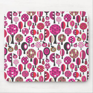 Rétro tapis de souris rose mignon d'arbres et de