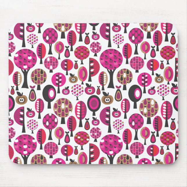 Rétro tapis de souris rose mignon d'arbres et de (Devant)