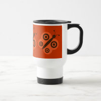 Rétro tasse orange et brune de voyage de papillons
