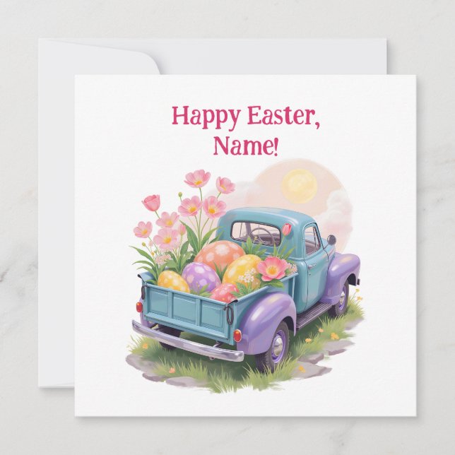 Retro Teal & Purple Truck with Easter Eggs (Devant)