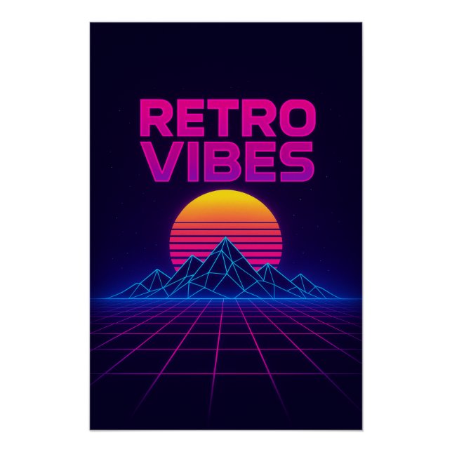 Retro Tech Vibes Neon Synthwave Design Poster (Devant)
