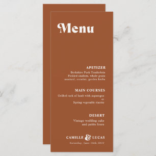 Retro Terracotta Rust Menu Mariage