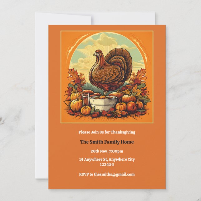 Retro Thanksgiving Diner Invitation (Devant)