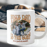 Retro This Dad is the Goat Photo Mug<br><div class="desc">Retro goat mug for dad with custom photo. Your photo will be displayed in a wavy edge sticker shape and framed with "dad is the goat". lettered in retro typography and decorated with love hearts. Personalize with the name(s) of the kid or children or any text you like. Use the...</div>