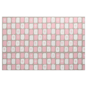 Rétro tissu de coton peigné par Starbursts rose