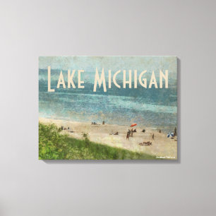 Rétro toile enveloppée de plage du lac Michigan