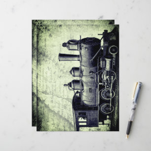 Rétro, train vintage, style steampunk, thème scifi