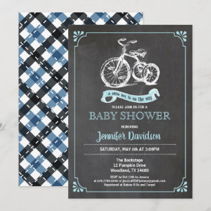 Retro trike invitation de la douche de bébé garçon