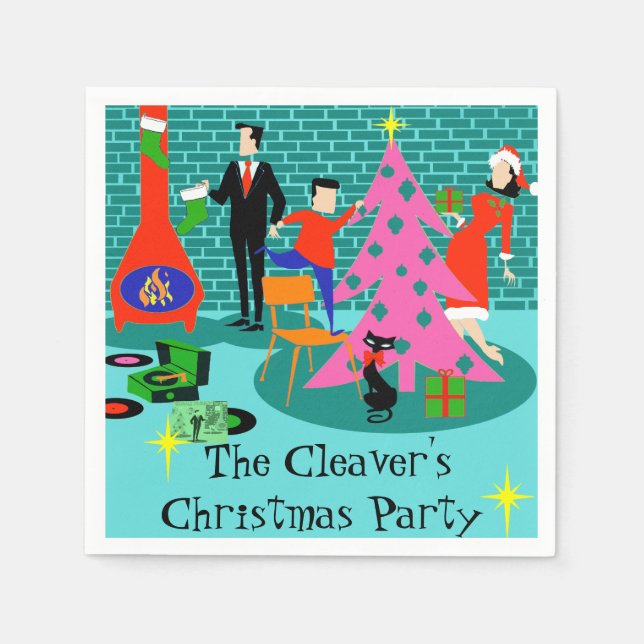 Rétro Trimming Arbre de Noël serviettes en papier (Devant)