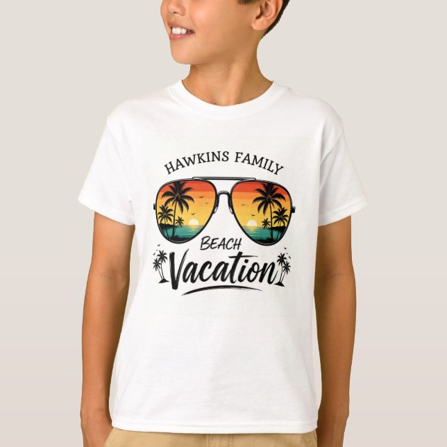 Retro Tropical Beach Vacation Graphic T-Shirt (Devant)
