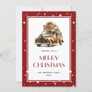 Retro Truck Cadeaux Stars Joyeux Noël Carte