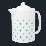 Retro Turquoise Blue Starburst Motif mi-siècle<br><div class="desc">Ajoutez une pop de plaisir et de couleur à votre comptoir de cuisine avec cette théière motif atomique turquoise et funky.</div>