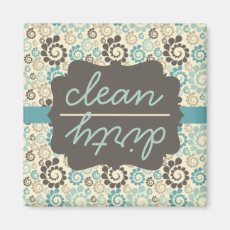 Retro Turquoise Clean Lave-vaisselle Magnet