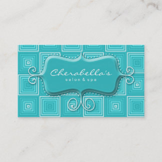 Rétro turquoise de carré de carte de visite de spa