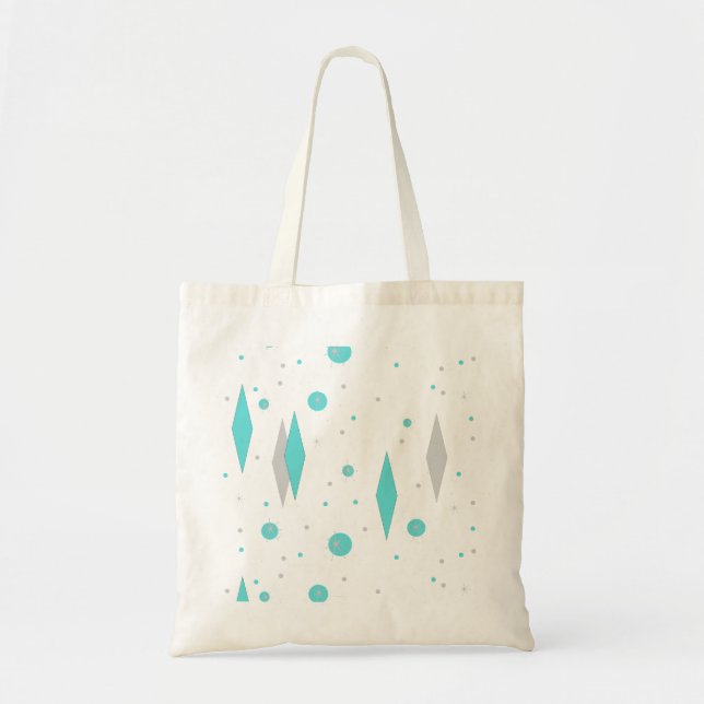 Retro Turquoise Diamond & Starburst Tote Bag (Devant)