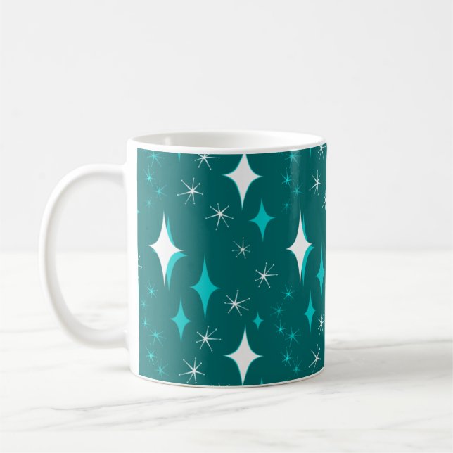 Retro Turquoise et White Star Motif Mug (Gauche)