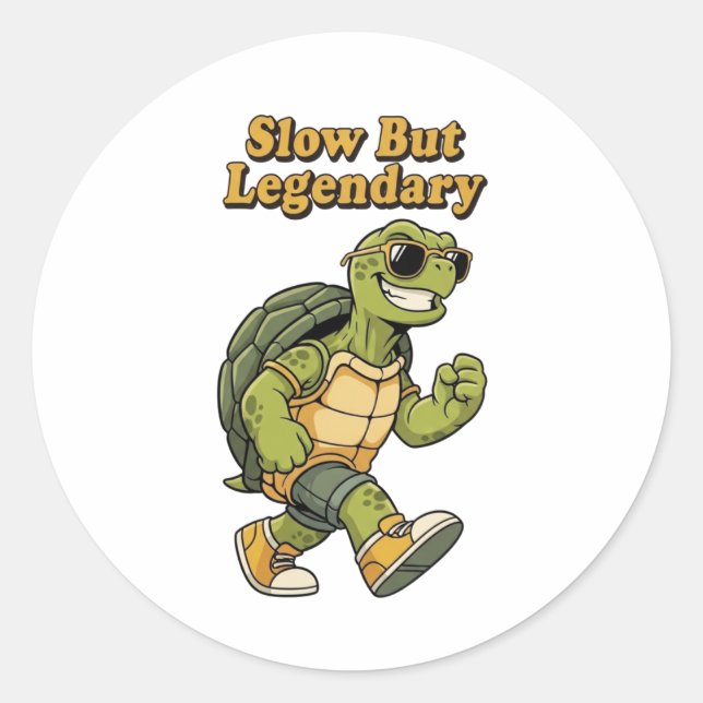 Retro Turtle Slow But Legendary Vinyl Sticker (Devant)