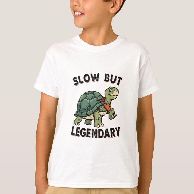 Retro Turtle Slow Legend Kids Graphic T-Shirt (Devant)