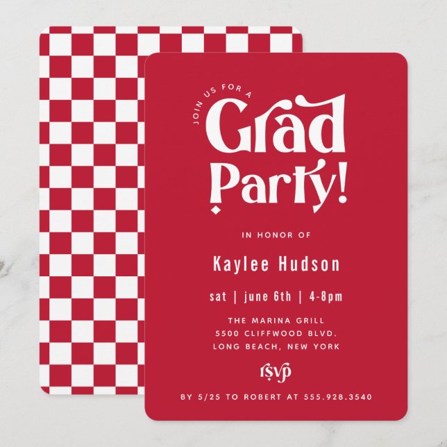 Retro Type Graduation Party Invitation (Devant / Derrière)