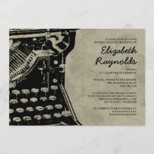 Rétro Typewriter clés des invitations à la douche