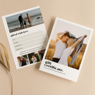 Retro Typographie Photographie Certificat cadeau
