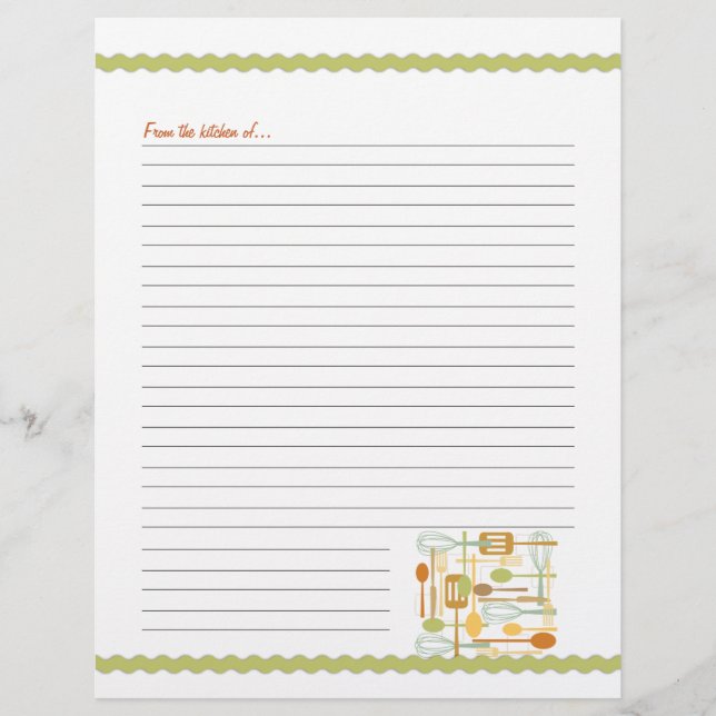 Retro Ustensiles de Cuisine de cuisine Pages de re (Devant)