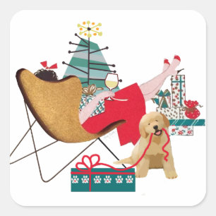 RETRO VACANCES Golden Retriever stickers