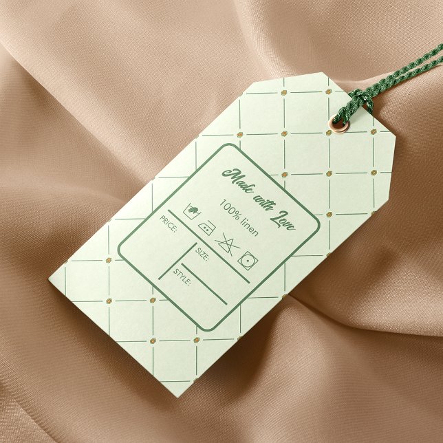 Retro Vert Vêtements Taille et prix Hang Étiquette (Créateur téléchargé)