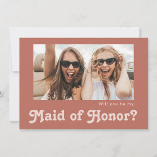 Retro Vieux Rose Photo Maid of Honor Carte de prop
