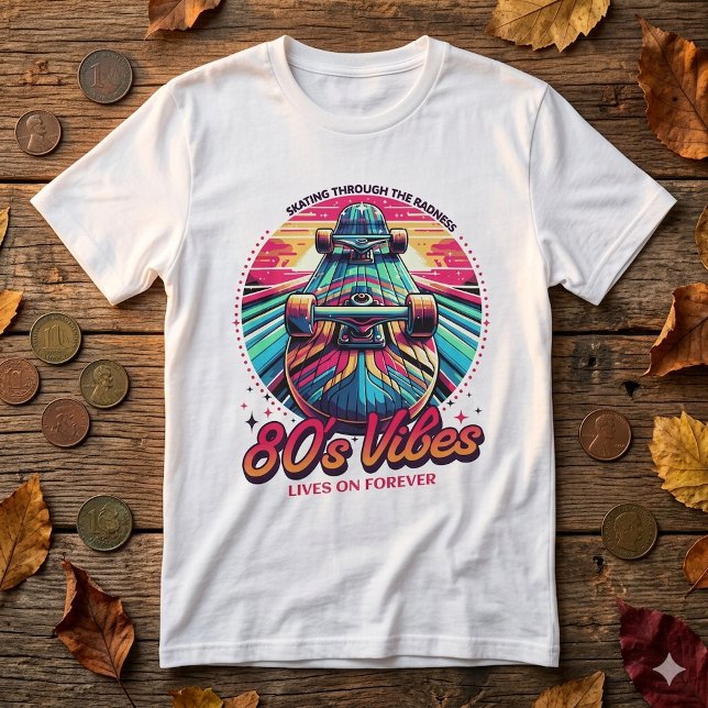 Retro Vintage 80s Skateboard Sunrise T-Shirt (Créateur téléchargé)