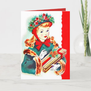Retro vintage Christmas lady ajouter la carte de m