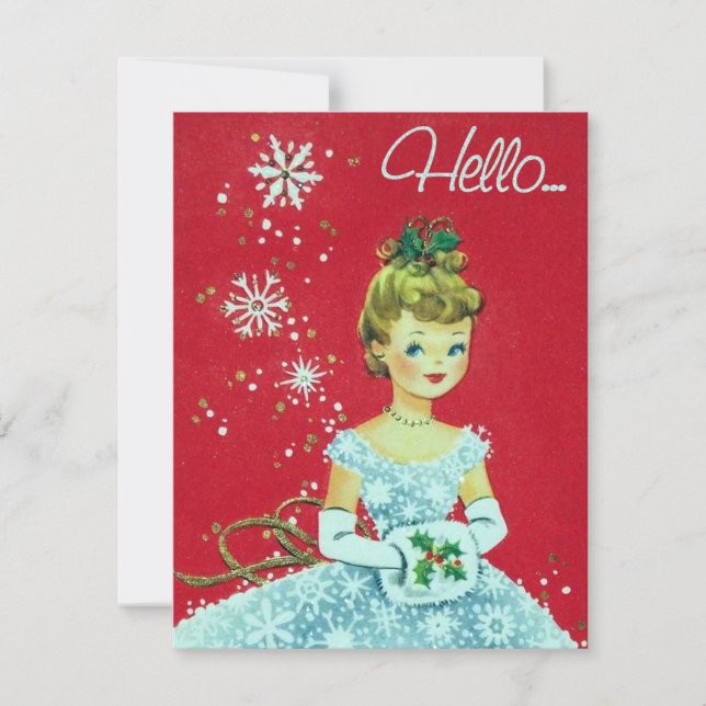 Retro Vintage Christmas lady ajouter une carte de  (Devant)