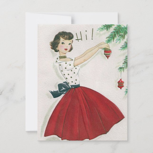 Retro Vintage Christmas lady ajouter une carte de  (Devant)