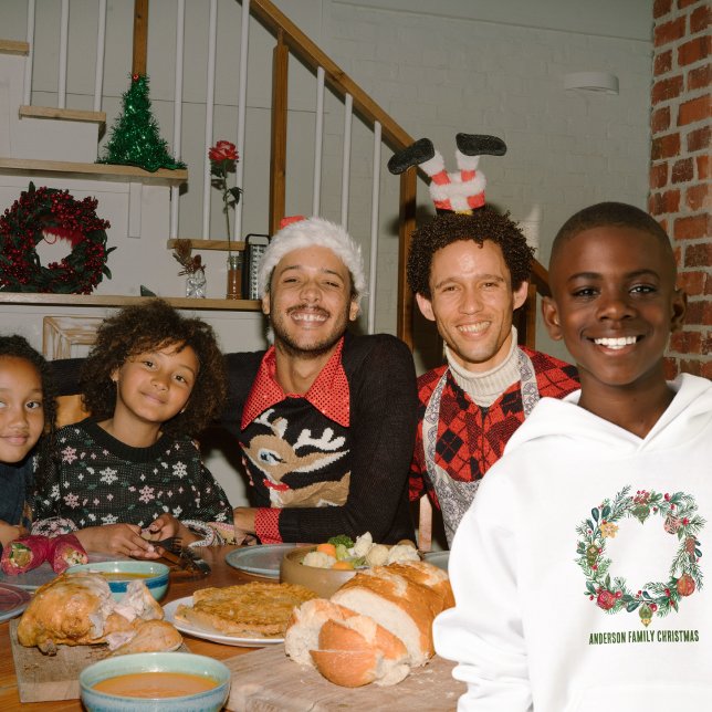 Retro Vintage Christmas Wreath Nom de famille Pers (Créateur téléchargé)