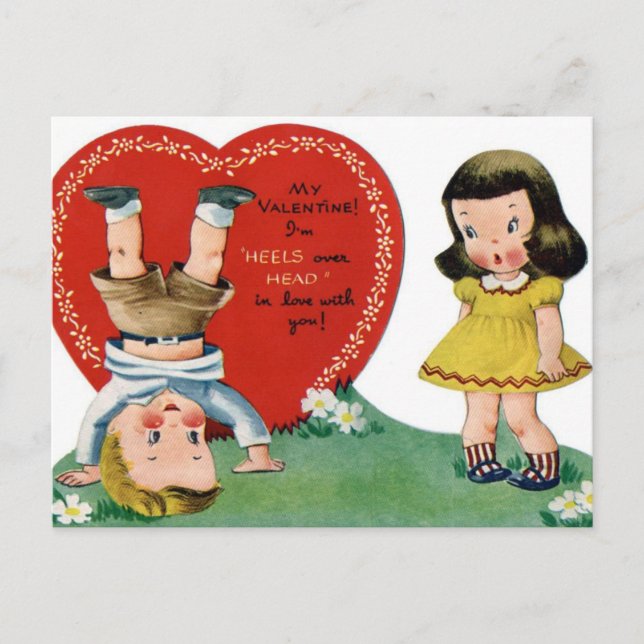 Retro Vintage Holiday Valentine couple carte posta (Devant)